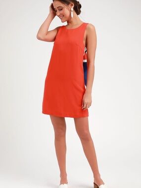 Lulu's Bright Coral Sleeveless Mini Shift Dress